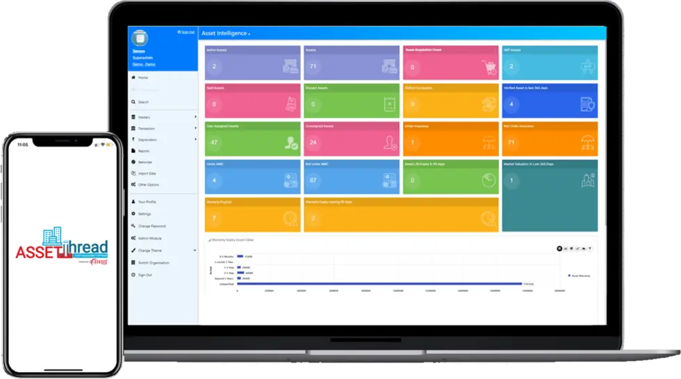 Asset management software Desktop and mobile dashboard