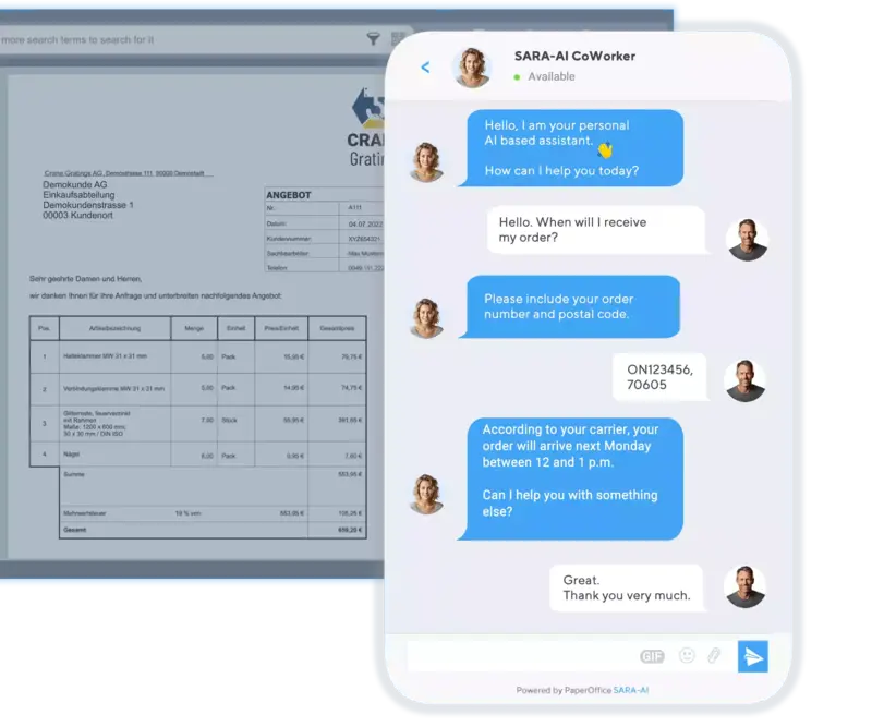 Paperless office solution with AI Search mobile dashboard