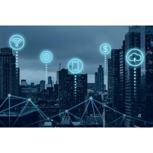New Office IT Setup futuristic smart city with 5g global network technology 1 1 1 Network Design and Ongoing Monitoring